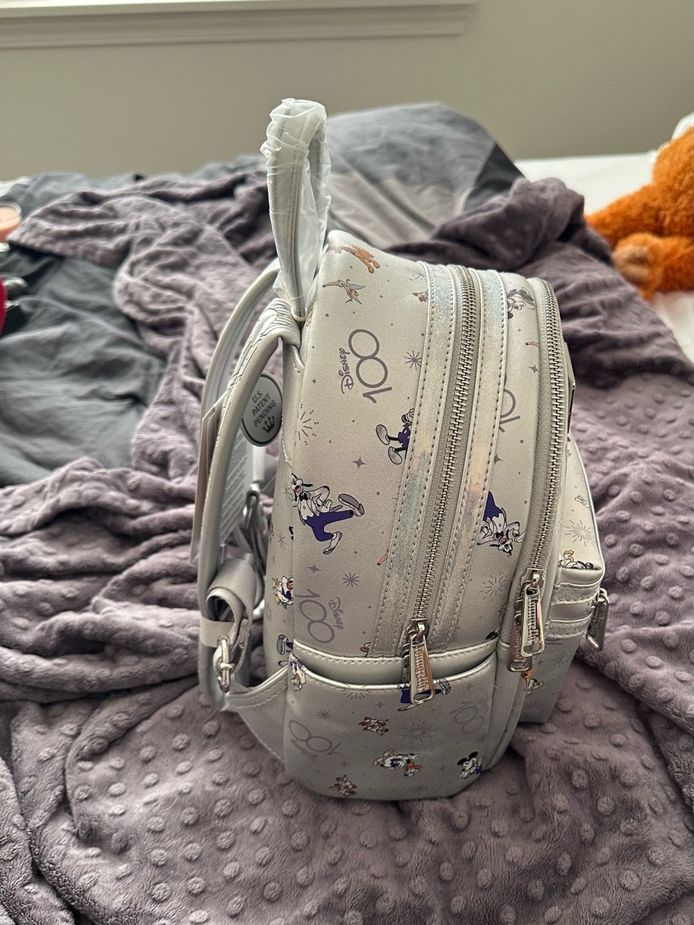 Disney100 Mickey & Friends Platinum Silver Mini Backpack by Loungefly - Picture 5 of 7